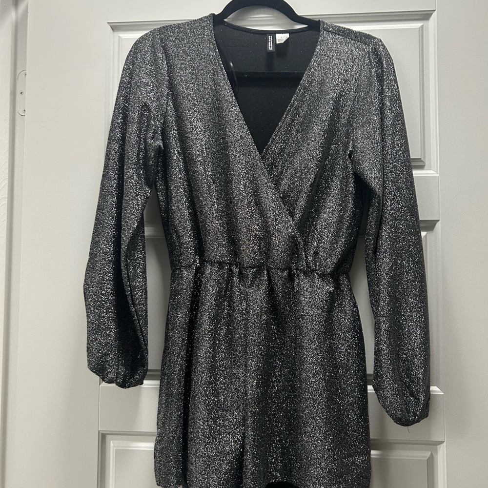 Shimmering Silver Long Sleeve Dress